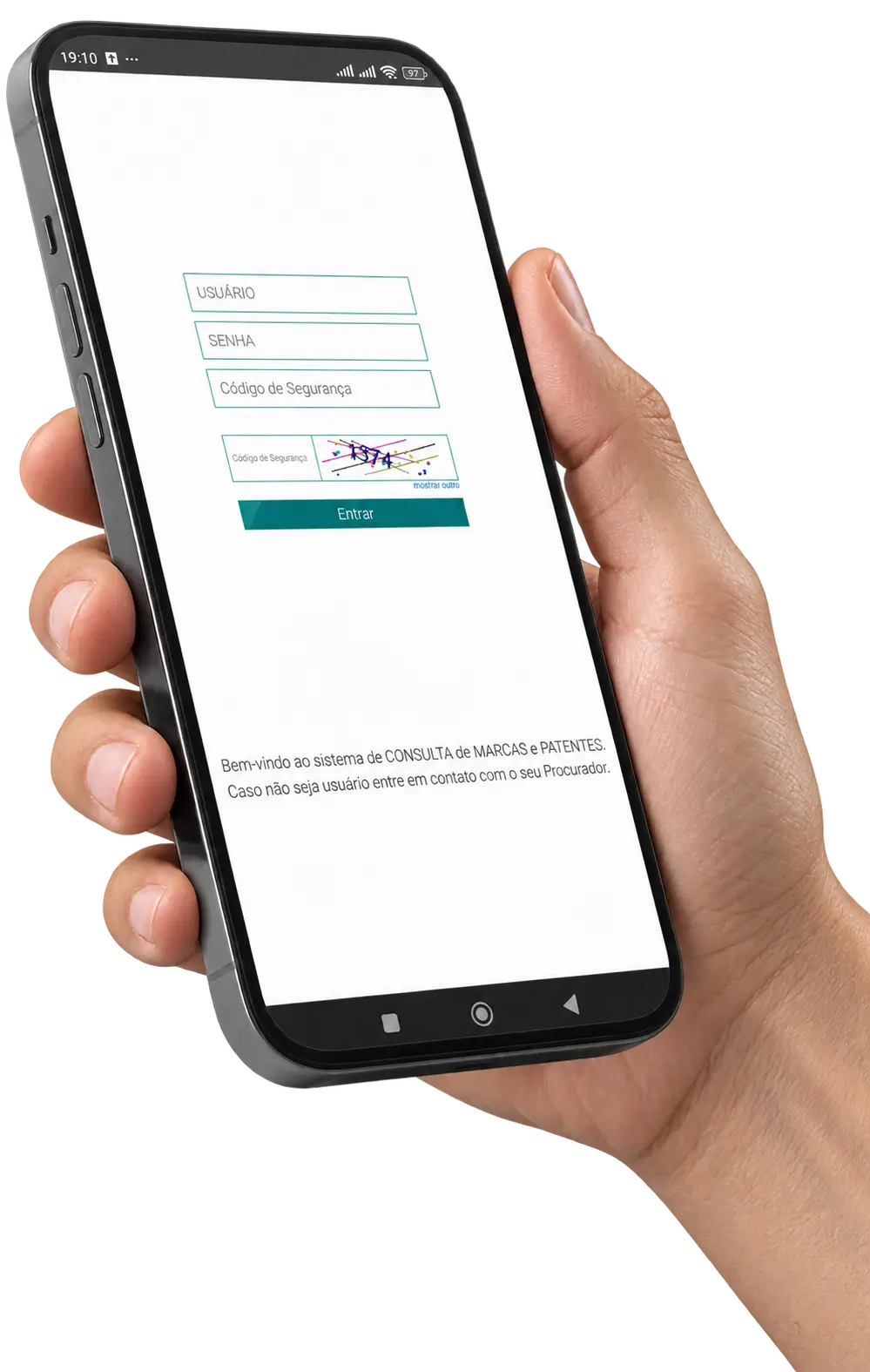 Portal de consultas GCN exibido em um celular
